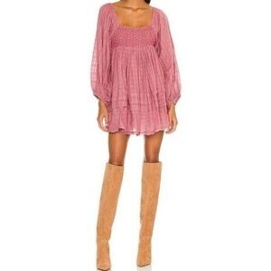 Free People | Ari Crochet Puff Sleeve Mini Dress Size Small